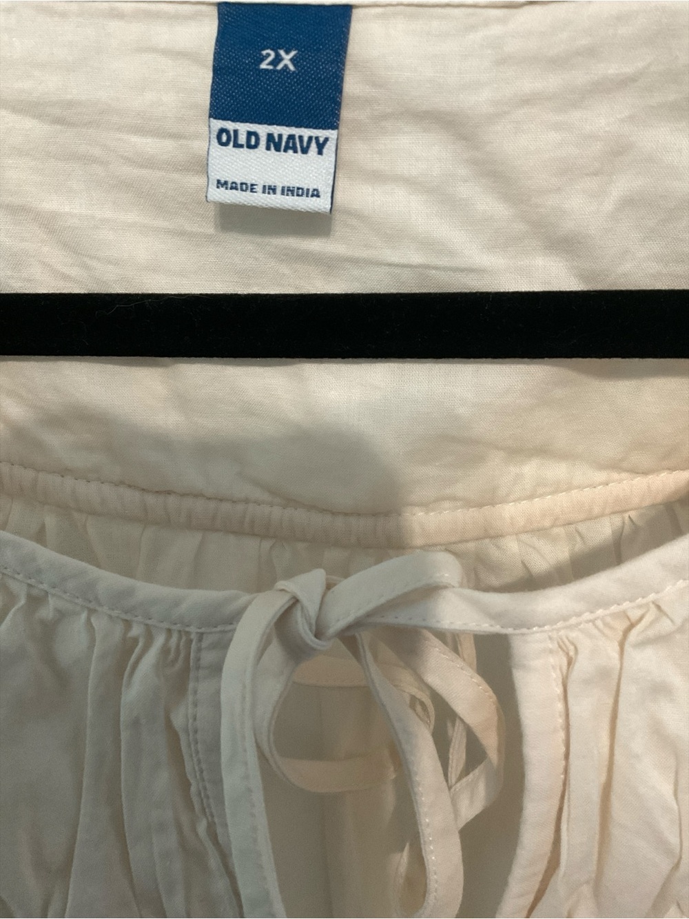 NWT Old Navy 2X Cream 100% Cotton Peasant Boho Blouse Plus A32 - Picture 3 of 5